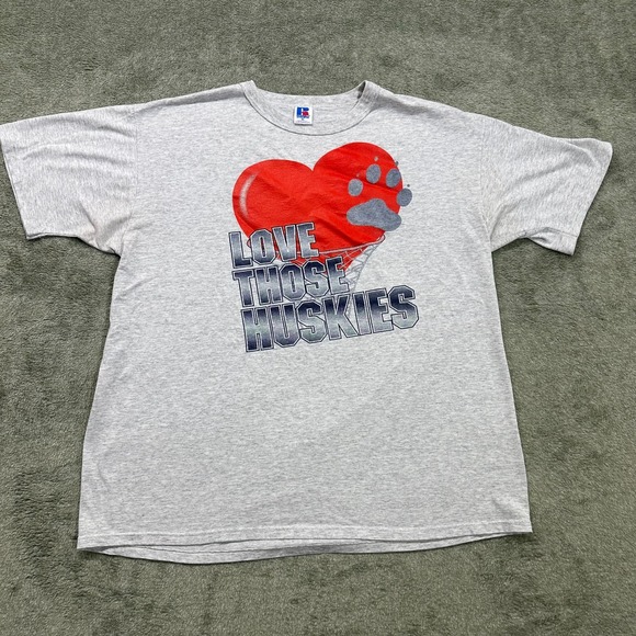 Russell Athletic Other - Vintage T-Shirt, Love Those Huskies,‎ mens XL, Basketball, gray, single stitch